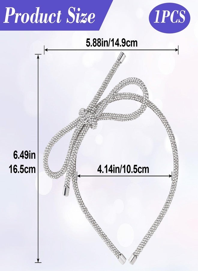Mxxipp Bow Hair Clips, Silver Headband, Crystal Bowknot Clips, Non-Slip Rhinestone Accessories for Women Girls, Sparkly Tiara for Long Short Curly Straight Thick Thin Hair - Image 5